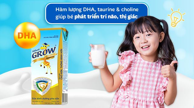 Sữa pha sẵn Abbott Grow Gold hương vani 180 ml - DHA