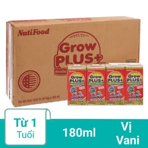 Thùng 48 hộp sữa dinh dưỡng pha sẵn NutiFood Grow Plus+ vani hộp 180ml