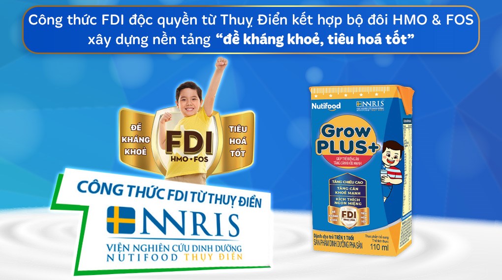 Thùng 48 hộp sữa pha sẵn Nutifood GrowPLUS+ xanh cho trẻ biếng ăn