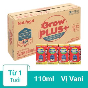 Thùng 48 hộp sữa dinh dưỡng pha sẵn NutiFood Grow Plus+ vani 110ml