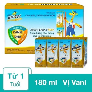 Thùng 48 hộp sữa dinh dưỡng pha sẵn Abbott Grow Gold vani 180ml