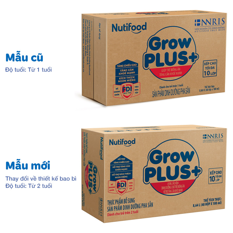Lốc 4 hộp sữa pha sẵn Nutifood GrowPLUS+ xanh hương vani 180 ml cho trẻ biếng ăn (từ 2 tuổi) 9
