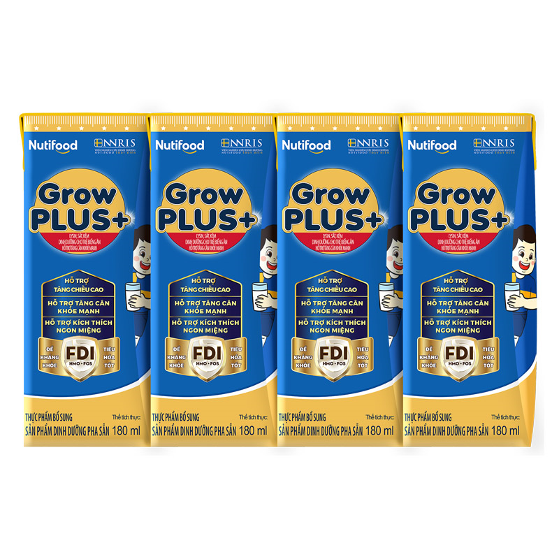 Lốc 4 hộp sữa pha sẵn Nutifood GrowPLUS+ xanh hương vani 180 ml cho trẻ biếng ăn (từ 2 tuổi) 13