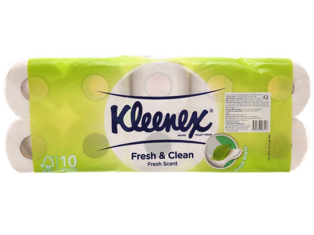 10 cuộn giấy vệ sinh Kleenex Fresh &amp; Clear 2 lớp giá tốt