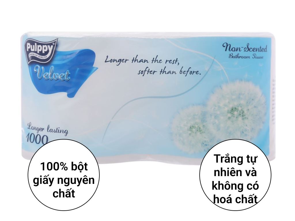 2 cuộn giấy vệ sinh Pulppy Velvet không mùi 2 lớp 2