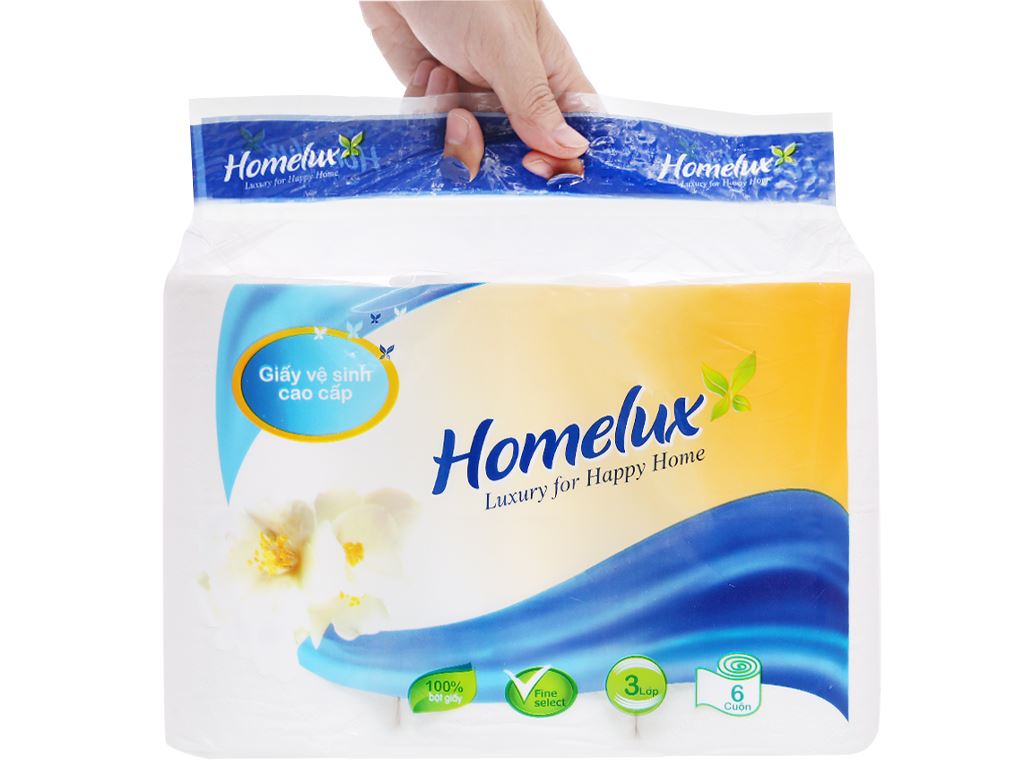 6 cuộn giấy vệ sinh không lõi Homelux 3 lớp 6