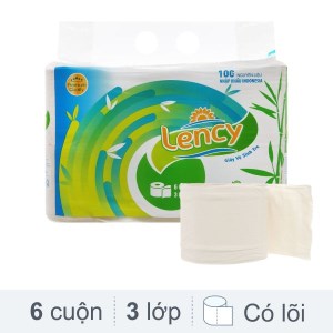 6 cuộn giấy vệ sinh tre Lency 3 lớp