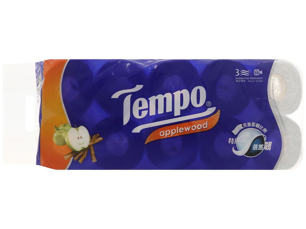 10 cuộn giấy vệ sinh Tempo hương gỗ táo 3 lớp 1