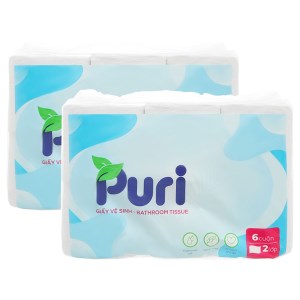 2 lốc giấy vệ sinh Puri 6 cuộn 2 lớp