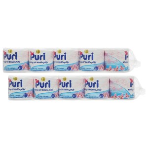 2 lốc giấy vệ sinh không lõi Puri 10 cuộn 3 lớp
