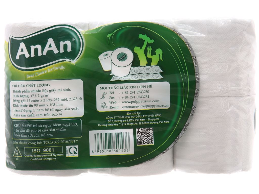 12 cuộn giấy vệ sinh An An 2 lớp 3