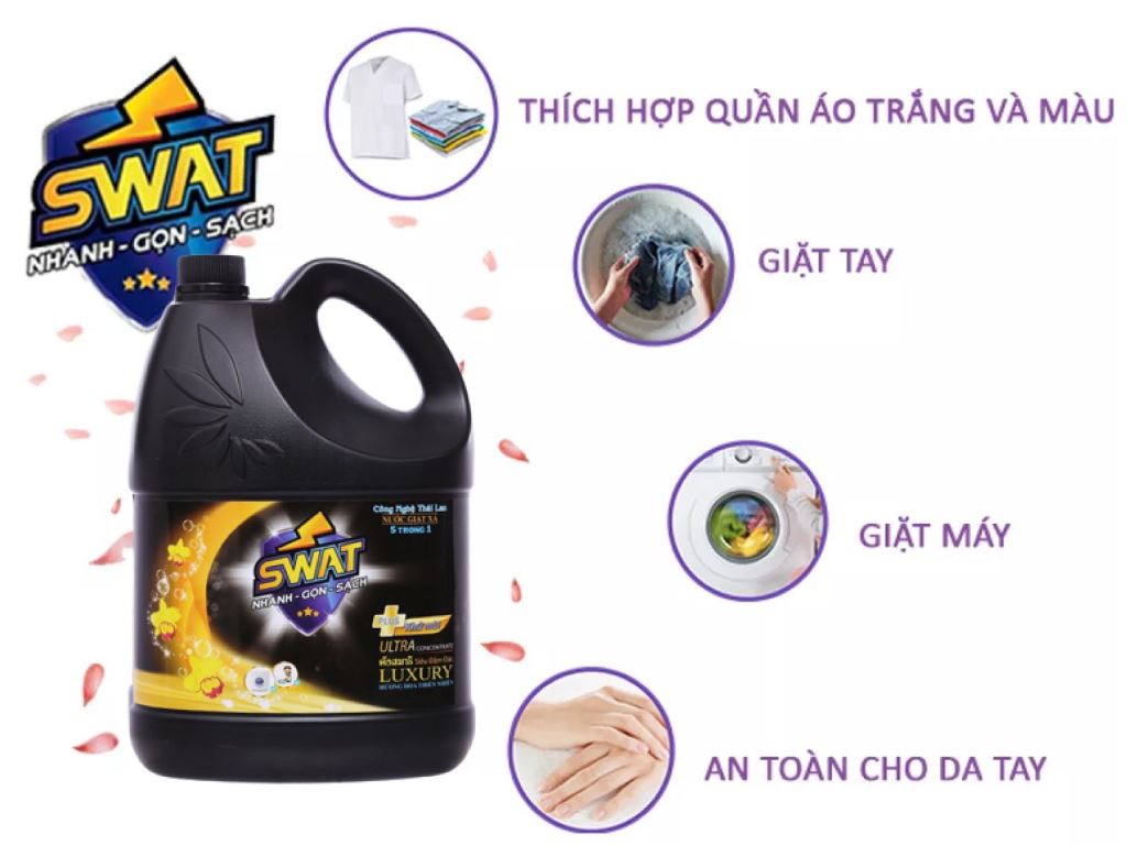 Nước giặt xả Swat luxury hương hoa thiên nhiên can 3.8kg 1