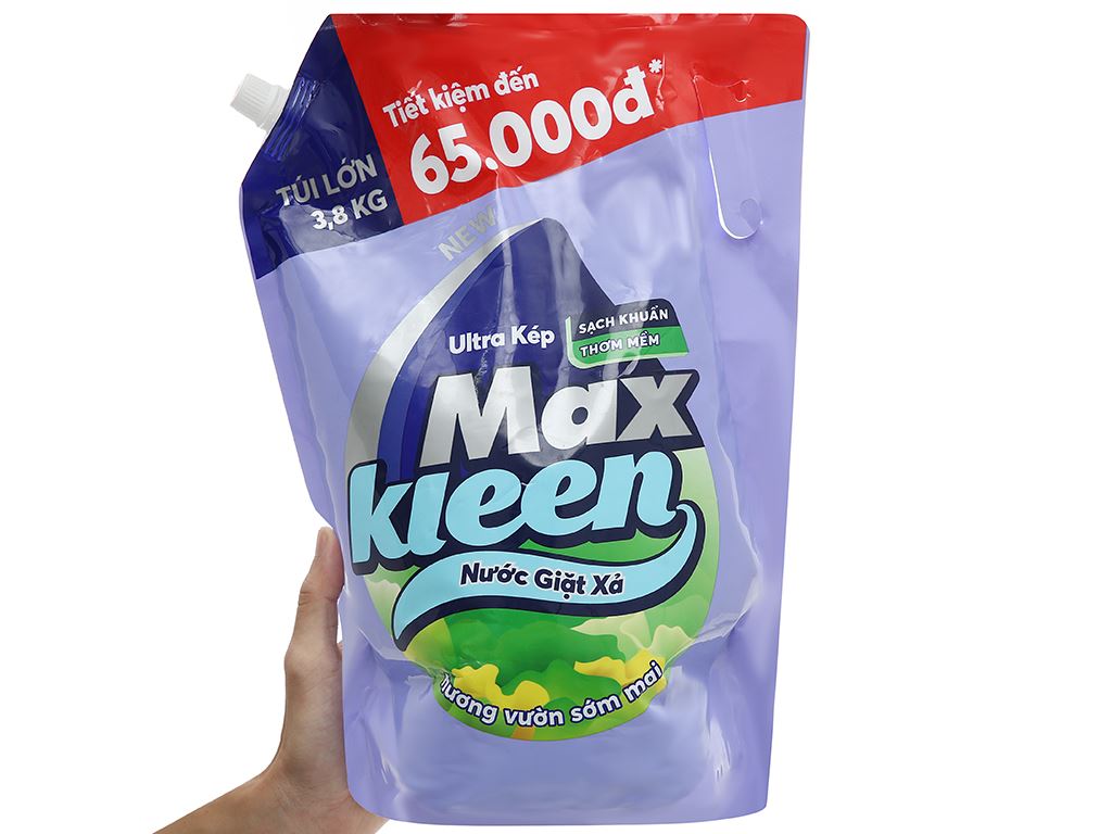 Nước giặt xả MaxKleen ultra kép hương vườn sớm mai túi 3.8kg 4