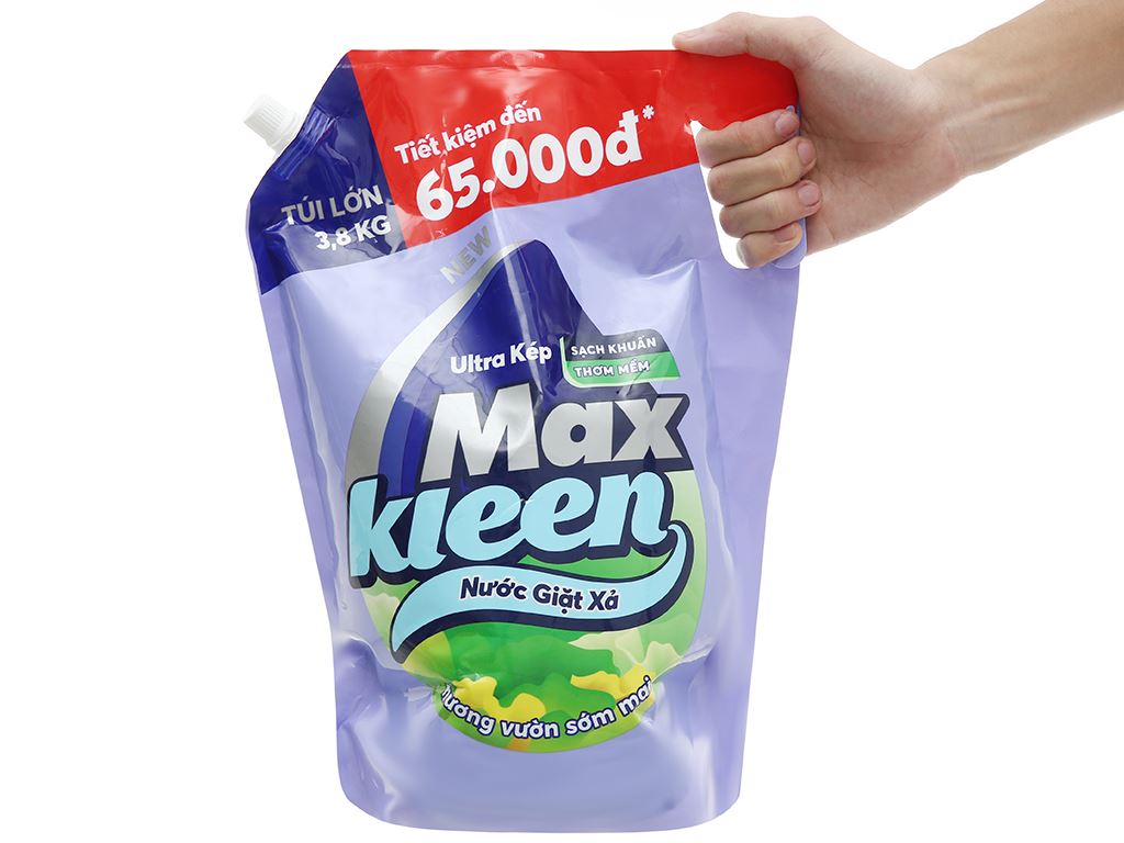 Nước giặt xả MaxKleen ultra kép hương vườn sớm mai túi 3.8kg 5