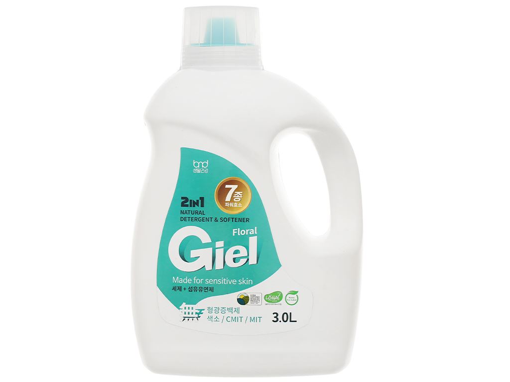 Nước giặt xả hữu cơ sinh học Giel 2 in 1 hương hoa thiên nhiên can 3 lít 1