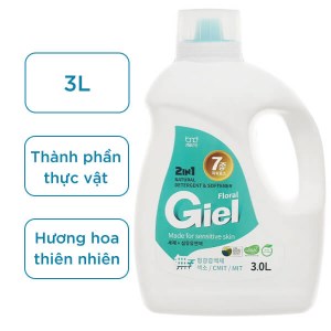 Nước giặt xả hữu cơ sinh học Giel 2 in 1 hương hoa thiên nhiên chai 3 lít
