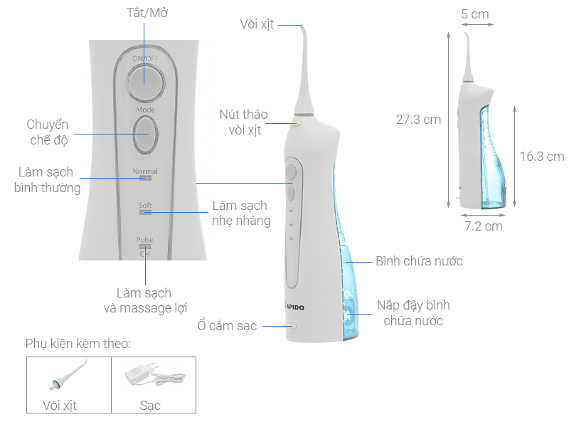Máy tăm nước cầm tay Rapido RWF-150
