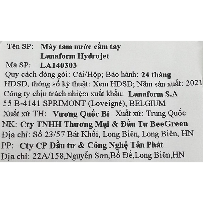 Máy tăm nước cầm tay Lanaform Hydrojet LA140303