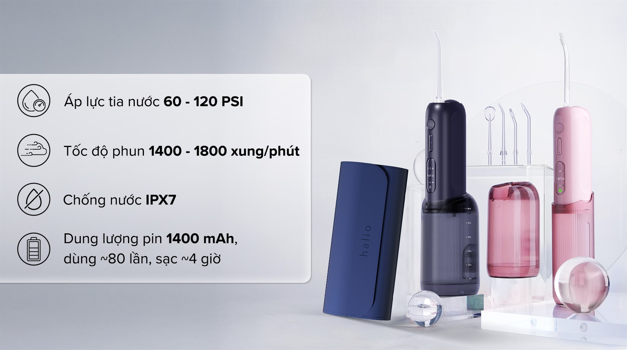 Máy tăm nước Halio UltraClean Express Hydro Floss Ocean Blue - 2