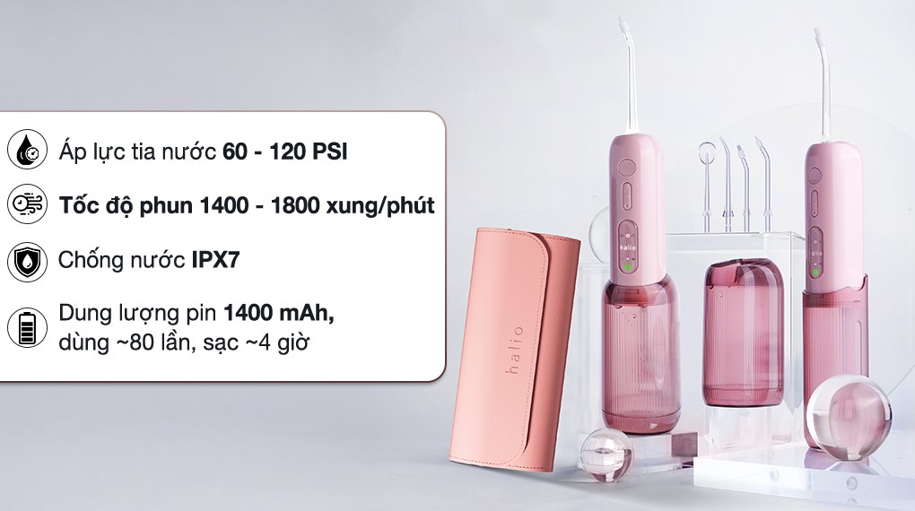 Máy tăm nước Halio UltraClean Express Hydro Floss Muted Rose - 2