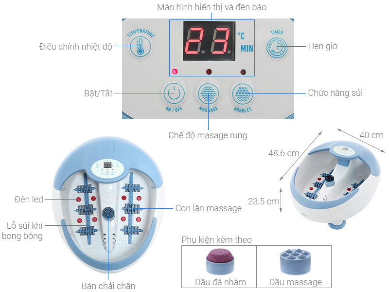 Bồn ngâm massage chân Lanaform LA110415