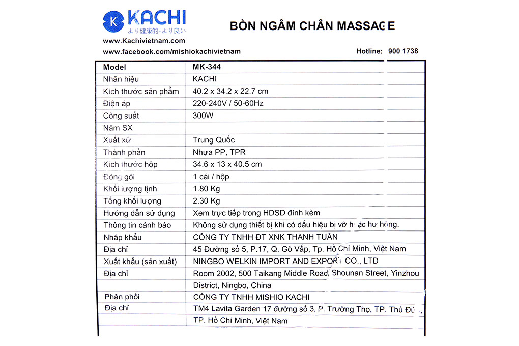 Bồn ngâm massage chân Kachi MK344 Màu Trắng - Xám
