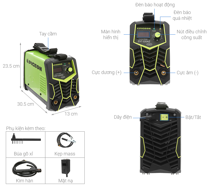 Thông số kỹ thuật Máy hàn điện tử que Pigeon ZX7-220AZ MMA-140 5500W