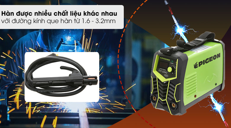 Hàn được nhiều chất liệu khác nhau - Máy hàn điện tử que Pigeon Zx7-220Az Mma-140 Hàn được nhiều chất liệu khác nhau - Máy hàn điện tử que Pigeon Zx7-220Az Mma-140