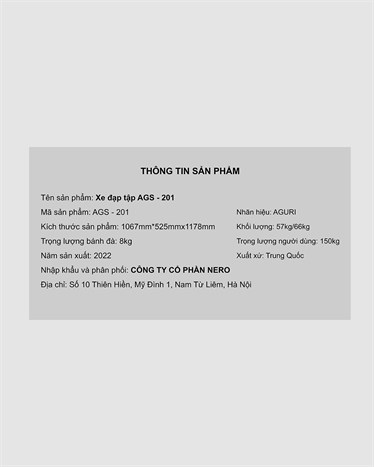 Xe Đạp Tập Thể Dục Aguri AGS-201