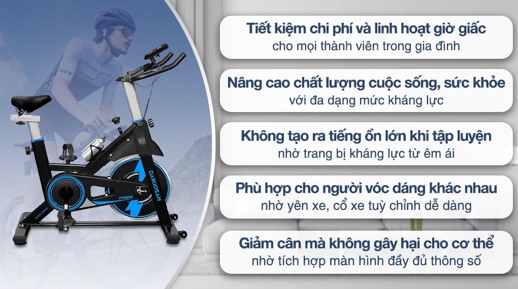 Xe đạp tập thể dục Daikiosan phù hợp với vóc dáng của hầu hết người dùng