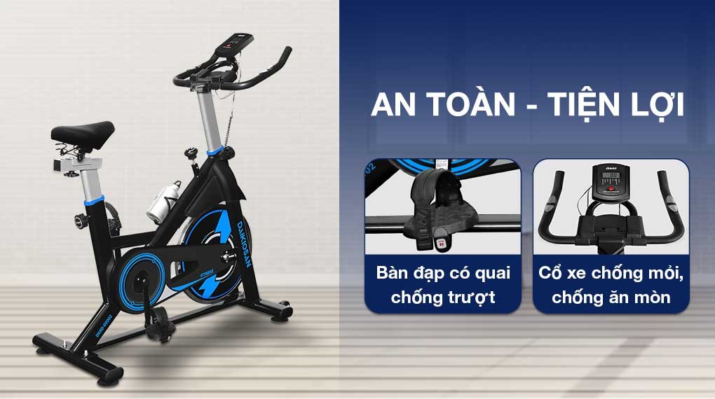 Xe đạp tập thể dục Daikiosan DKXD-00002 có thiết kế bàn đạp chống trượt, vừa đảm bảo độ bền của sản phẩm vừa an toàn khi tập luyện