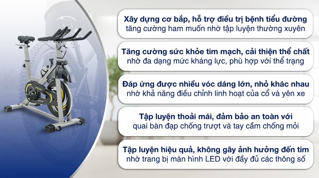 Xe Đạp Tập Thể Dục Aguri AGS-214 hỗ trợ người dùng tập luyện tại nhà, tiết kiệm thời gian và chi phí hơn so với tập ở phòng tập thể hình