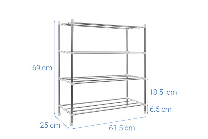 Kệ giày dép inox 4 tầng Prota PT-950 Màu Inox