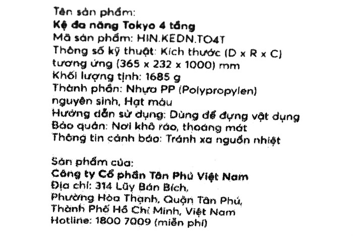 Kệ đa năng 4 tầng Tokyo Inochi HIN.KEDN.TO4T Màu Trắng