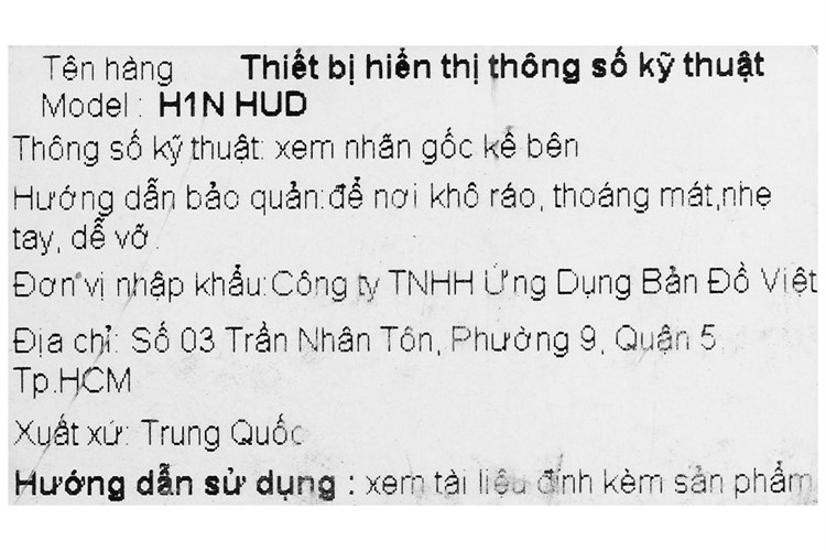 Màn Hình Hiển Thị Dẫn Đường Cảnh Báo Tốc Độ  Vietmap H1N Đen Màu Đen