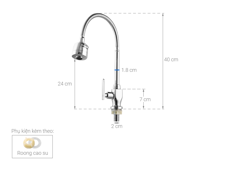 Vòi rửa chén lạnh đồng Eurolife EL-RC01