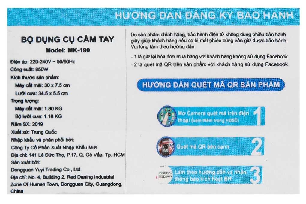 Máy mài góc cầm tay Kachi MK-190 850W Màu Đen - xanh dương