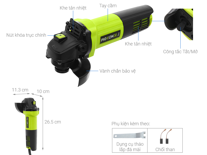 Thông số kỹ thuật Máy mài góc Pigeon G9-100F 720W