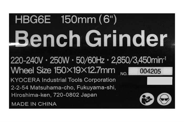 Máy mài hai đá Ryobi HBG-6E 250W Màu Đen - Xám