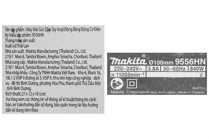Máy mài góc Makita 9556HN 840W