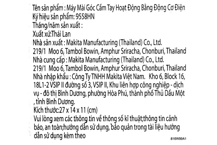 Máy mài góc Makita 9558HN 840W