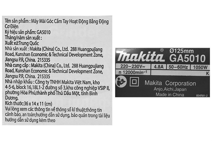 Máy mài góc Makita GA5010 1050W