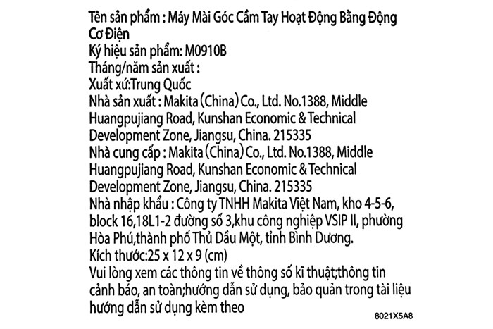 Máy mài góc Makita M0910B 540W