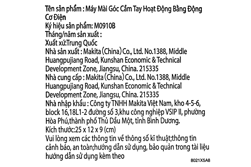 Máy mài góc Makita M0910B 540W Màu Xanh lá