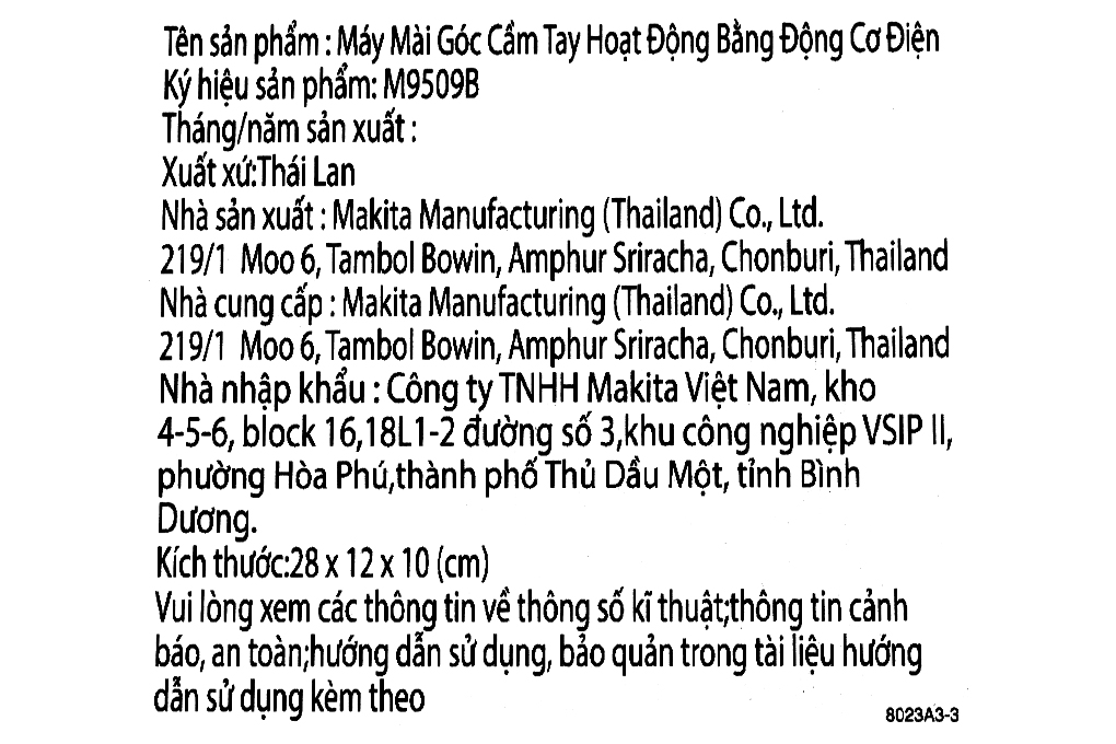 Máy mài góc Makita M9509B 850W Màu Xanh lá
