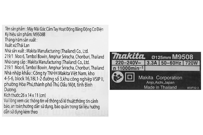 Máy mài góc Makita M9508B 720W