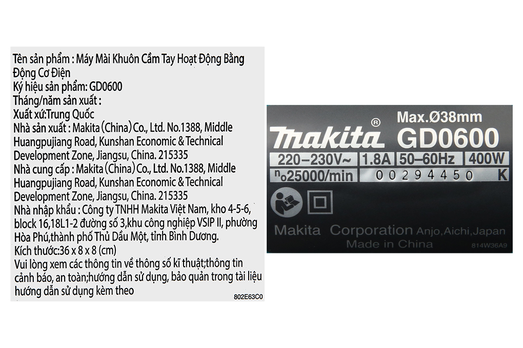 Máy mài khuôn Makita GD0600 400W Màu Xanh lá