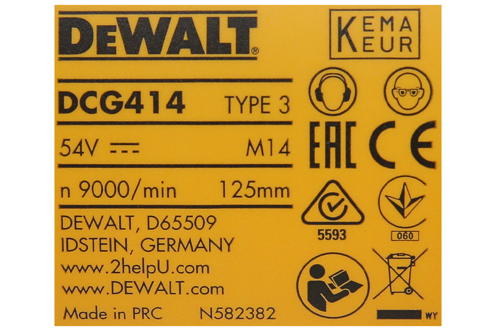 Máy mài góc dùng pin Dewalt DCG414N-XJ 54V (không kèm pin, sạc) Màu Đen - Vàng