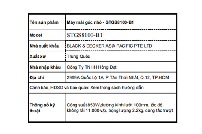 Máy mài góc Stanley STGS8100-B1 850W