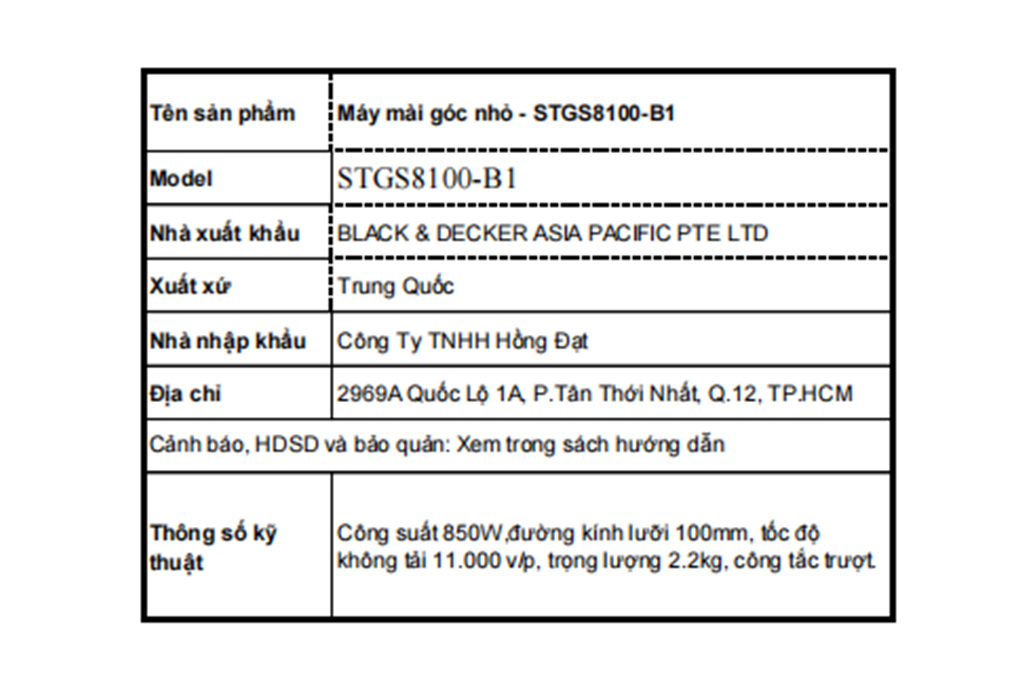 Máy mài góc Stanley STGS8100-B1 850W Màu Đen - Vàng